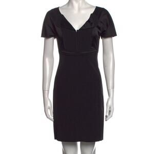 Narciso Rodriguez Black V-Neck Mini Sheath Dress Short Sleeves Size Small
